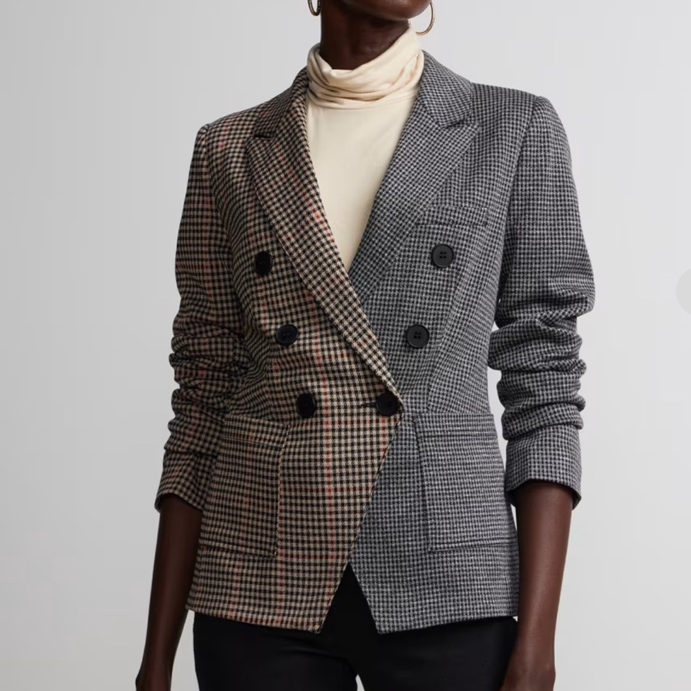 New York & Company Black and Tan Blazer Elegant Suit Jacket